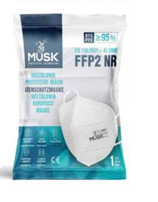 Musk Medikal Tekstil Plastik Musk Mascherina Ffp2 White 1pz